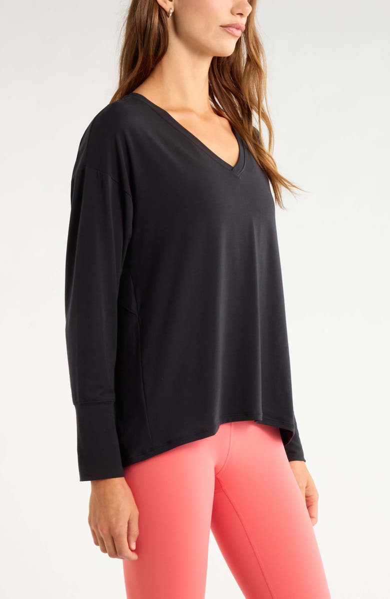 Zella Breathe Long Sleeve T-Shirt, Alternate, color, Black