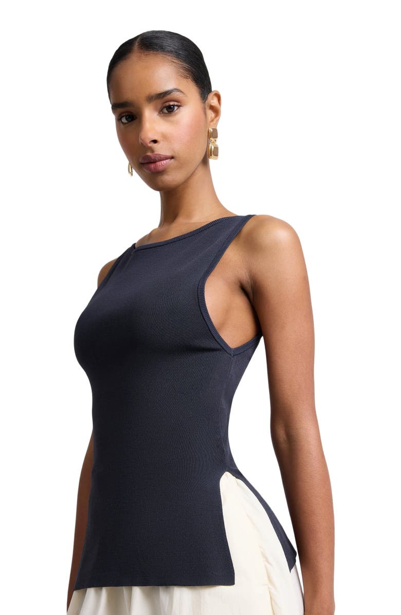 Onia Boatneck Mix Media Dress, Alternate, color, Black/Ivory