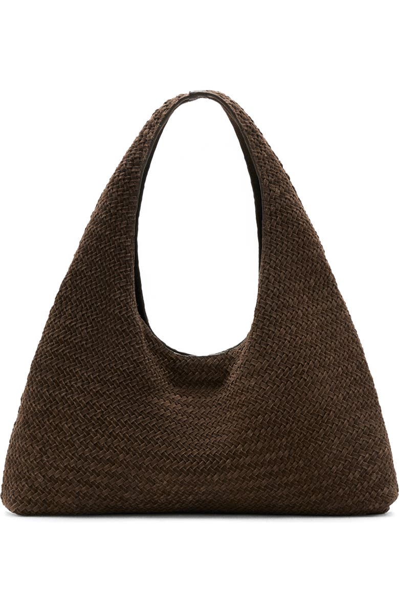 MANGO Woven Leather Shoulder Bag, Main, color,