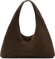MANGO Woven Leather Shoulder Bag