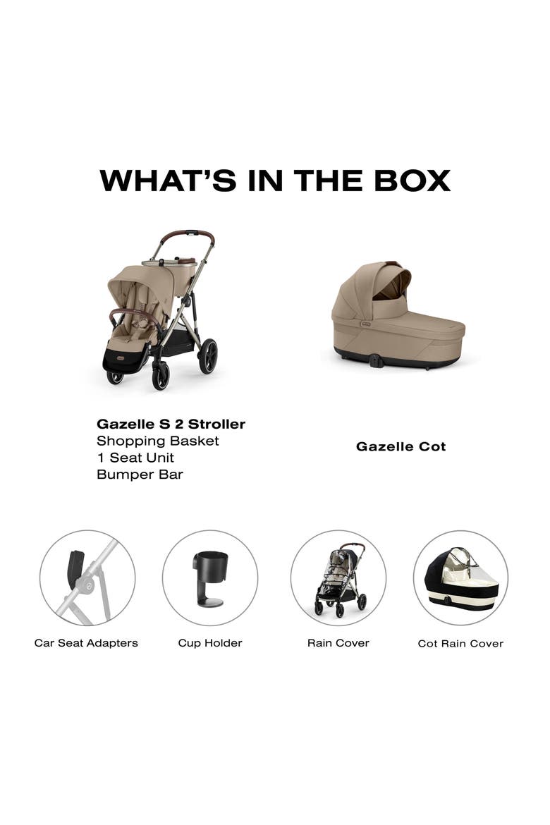 Gazelle S Single to Double Stroller System & Carrycot, Alternate, color, ALMOND BEIGE