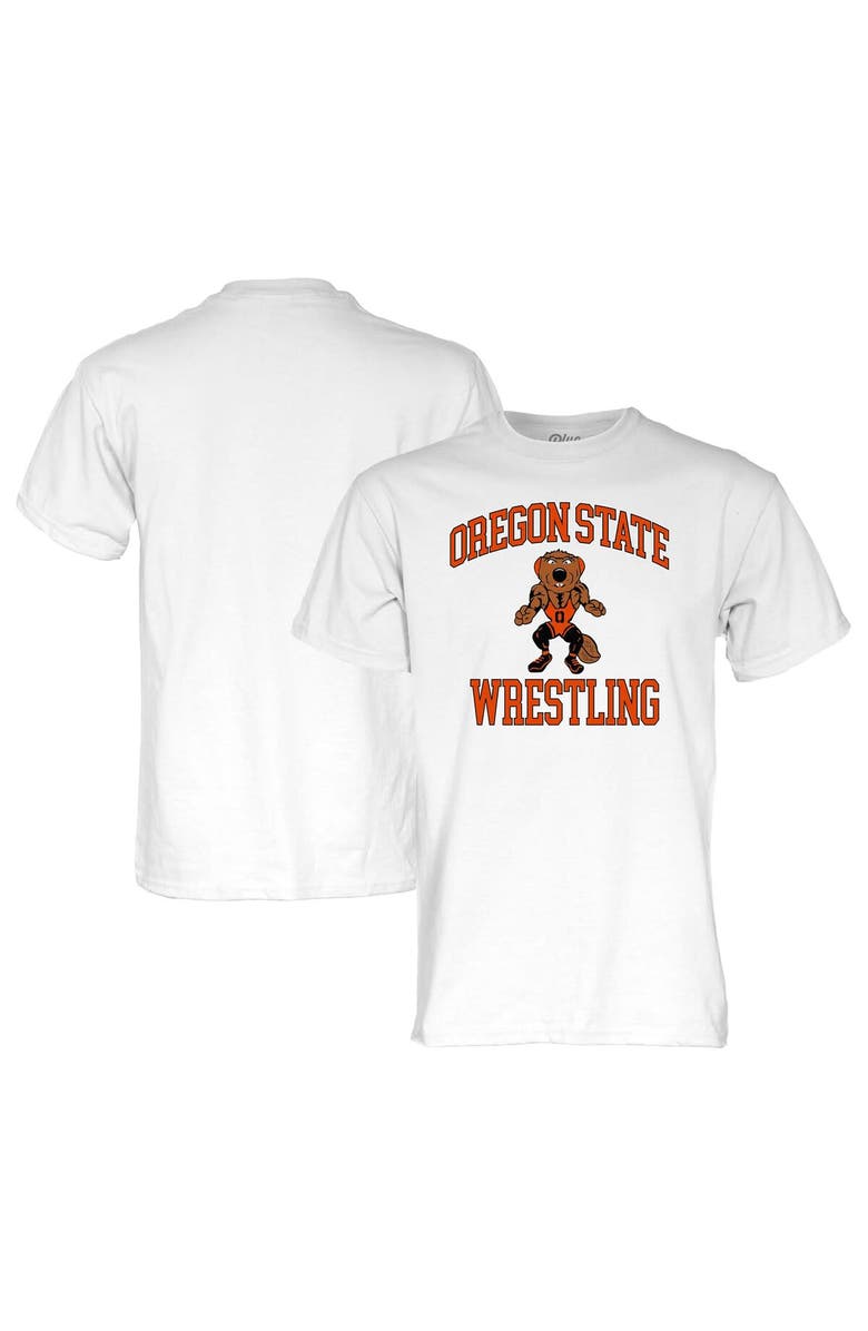 BLUE 84 Unisex Blue 84  White Oregon State Beavers Wrestling Beaver T-Shirt, Main, color, 
