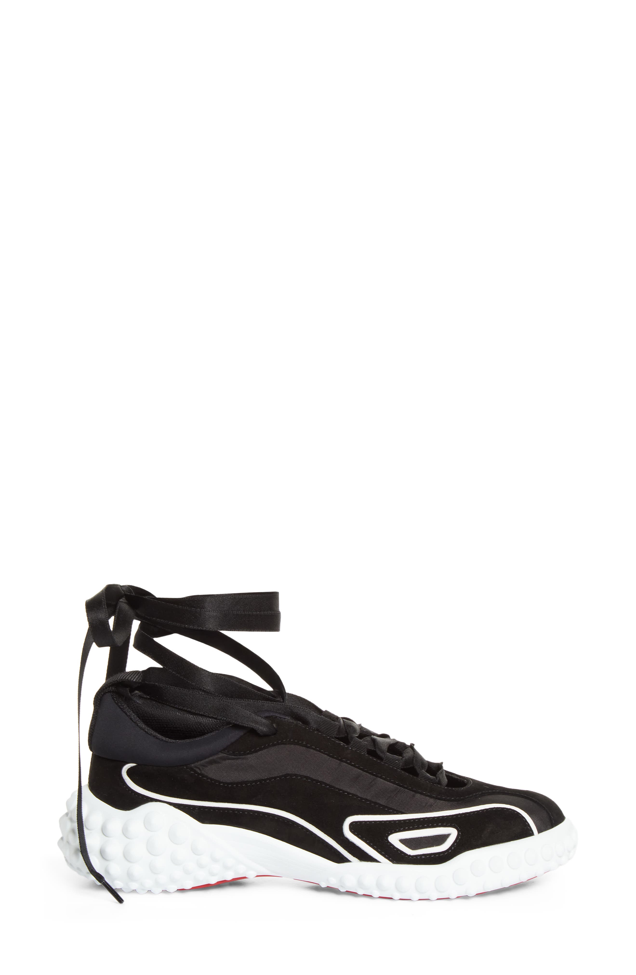Christian Louboutin Mara Ankle Tie Sneaker, Alternate, color, Black