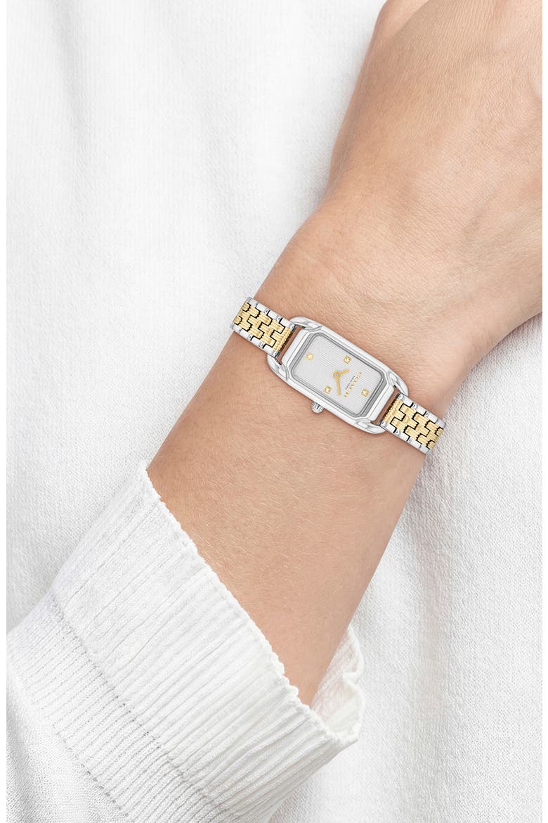 Cadie Rectangular Bracelet Watch, 17.5mm x 28.5mm, Alternate, color, SILVER GOLD