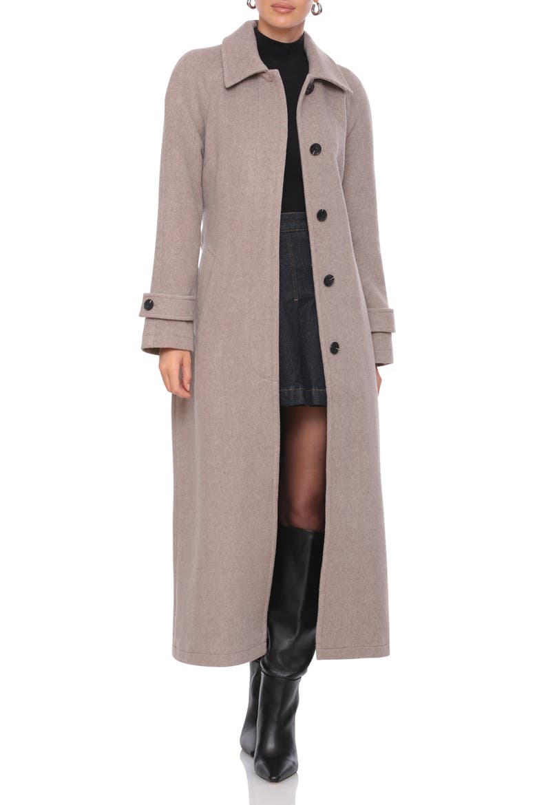Button Back Belted Coat, Alternate, color, COCO DUST
