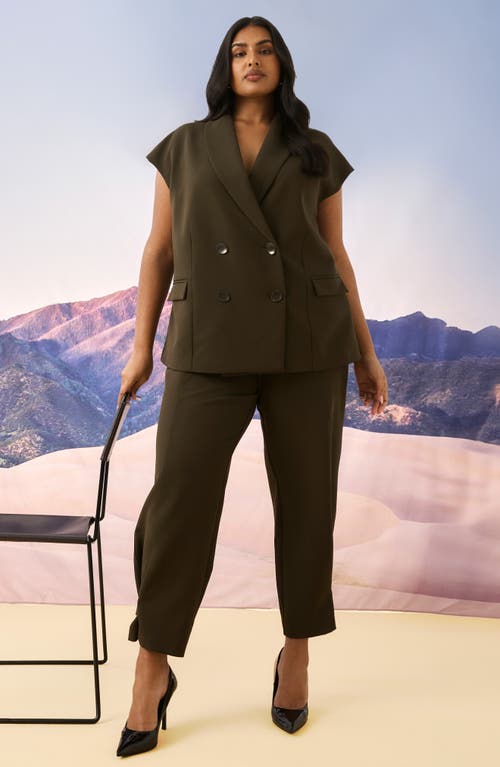 Estelle Namib High Waist Button Tab Hem Pants In Black