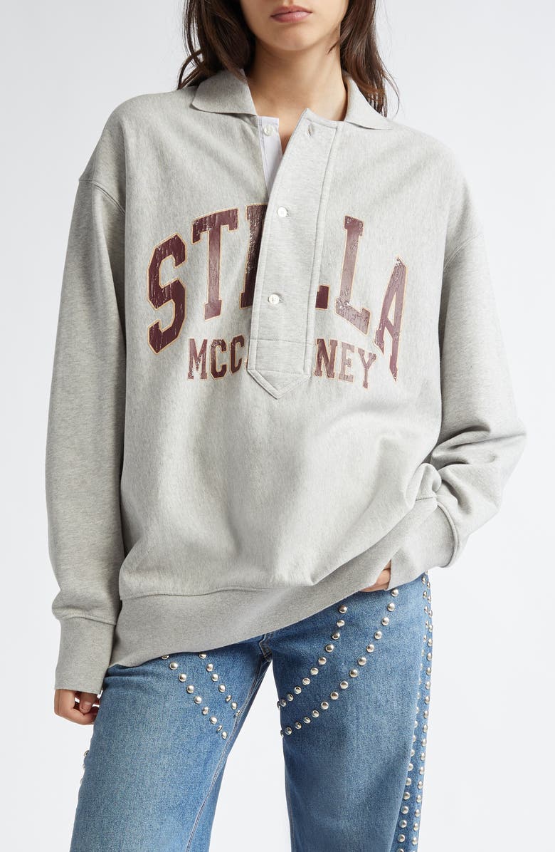 Stella McCartney Varsity Logo Oversize Cotton Graphic Sweatshirt, Main, color,