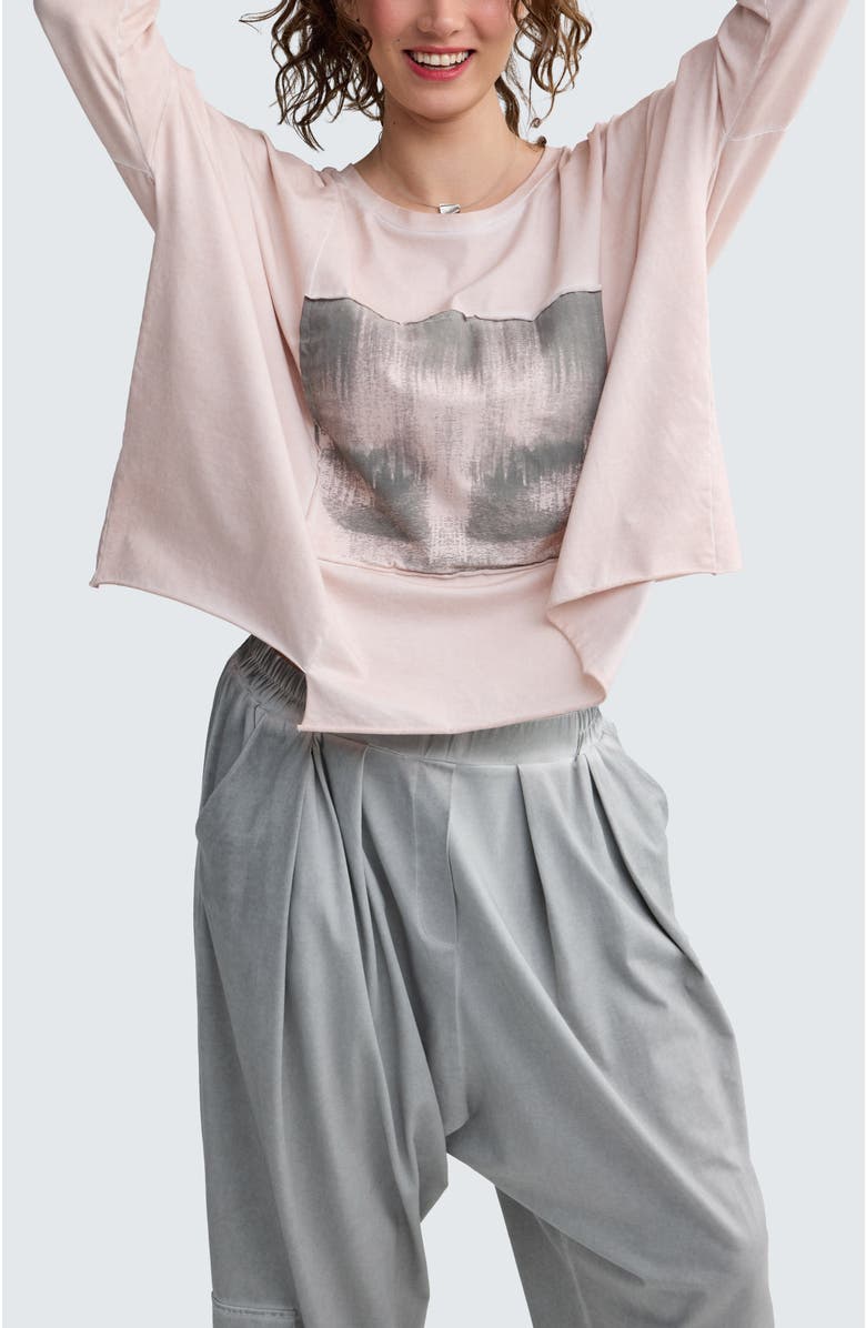 LUUKAA Rowena Two-Tone Patch Pocket Top, Alternate, color, Rose Quartz-Ash