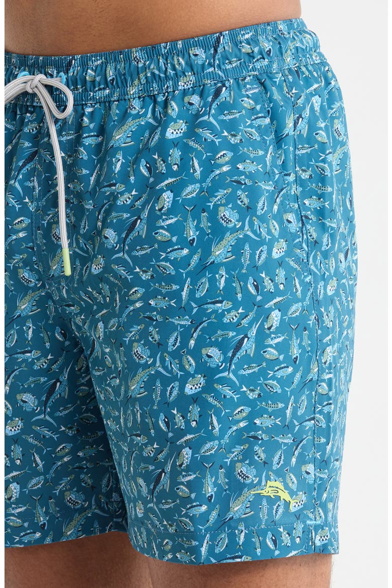 Naples Night Schooled Fish Print Swim Trunks, Alternate, color, KING FISH