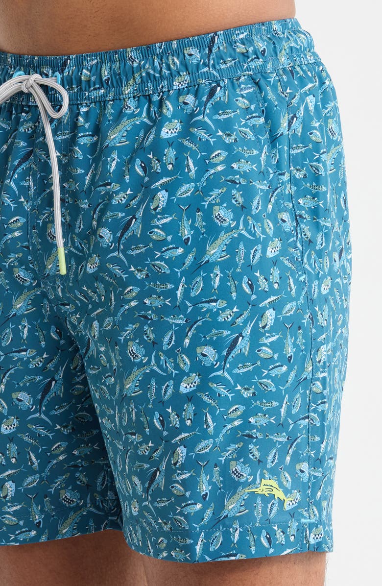 Tommy Bahama Naples Night Schooled Fish Print Swim Trunks, Alternate, color, King Fish