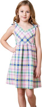 Hope & Henry Girls' Sleeveless Bow Shoulder Swing Dress, Toddler