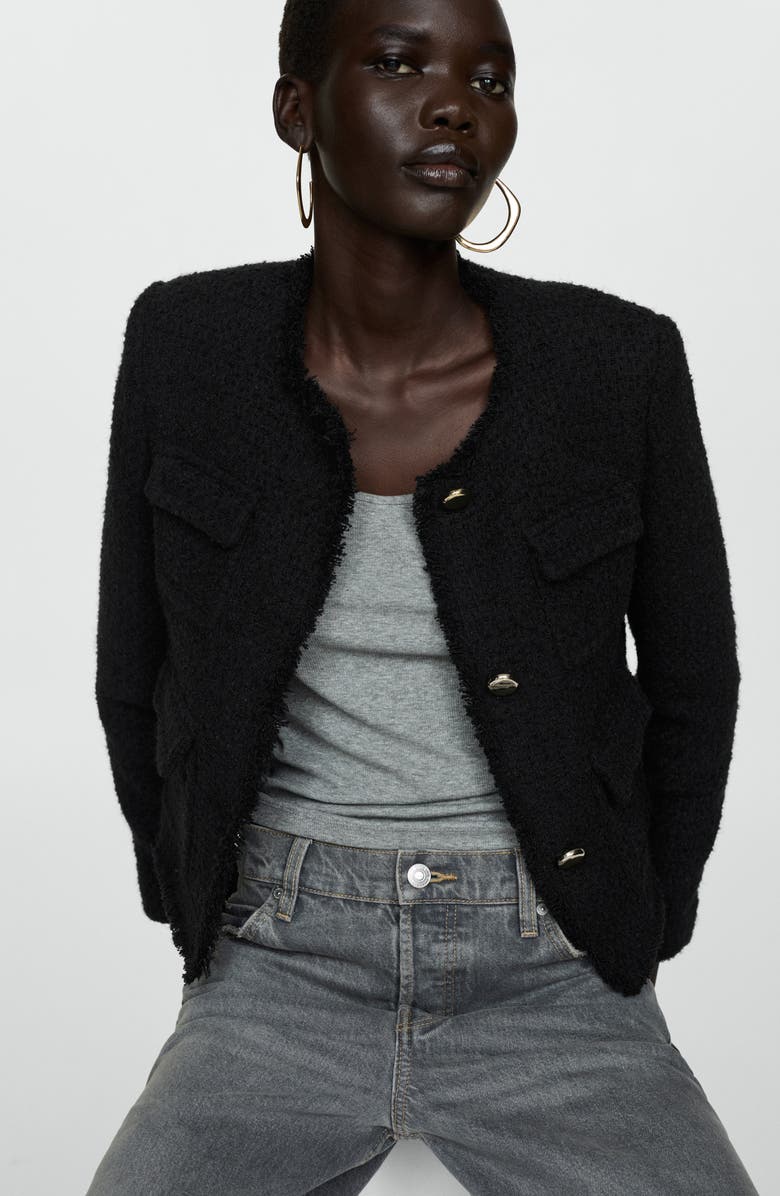 MANGO Pocket Tweed Jacket, Alternate, color,