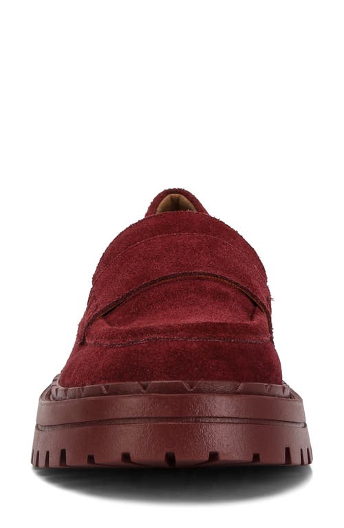 Rag & Co Women's Red Honora Suede Chunky Loafers In Burgundy In Burgundy