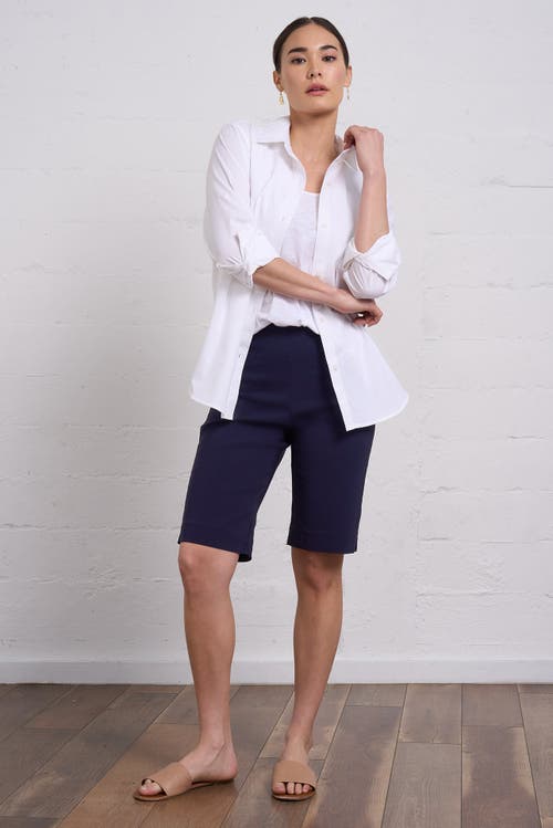 Franne Golde All-season Slim Stretch Bermuda Short In Blue