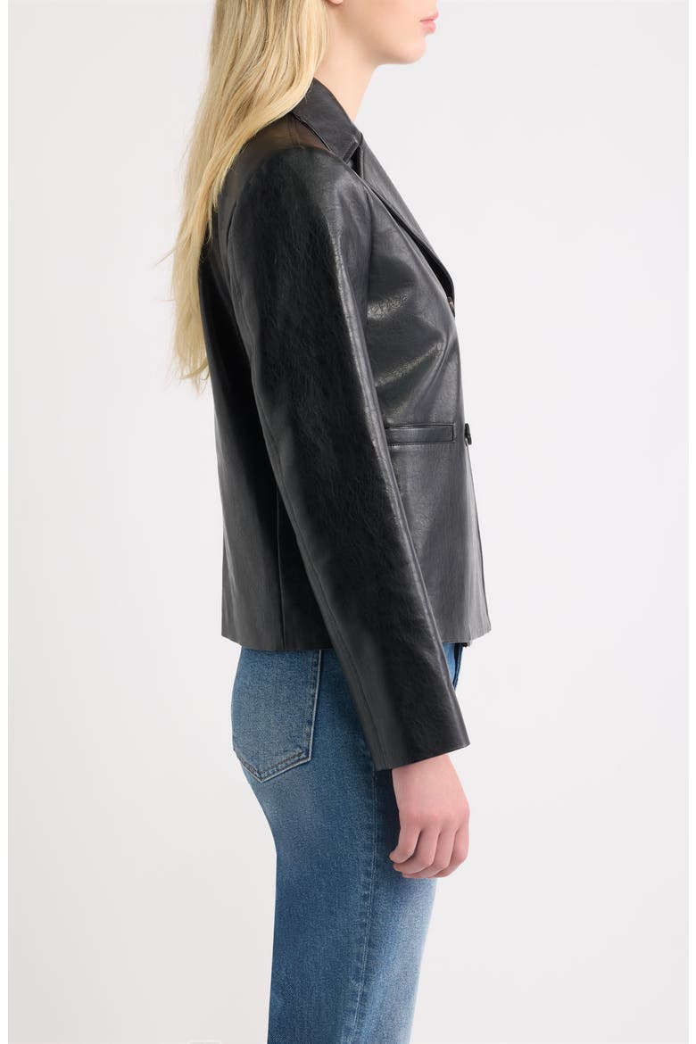 Finley Faux Leather Coat, Alternate, color, BLACK