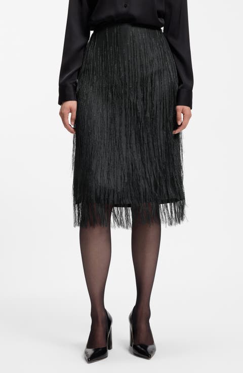 Vafray Fringe Midi Skirt