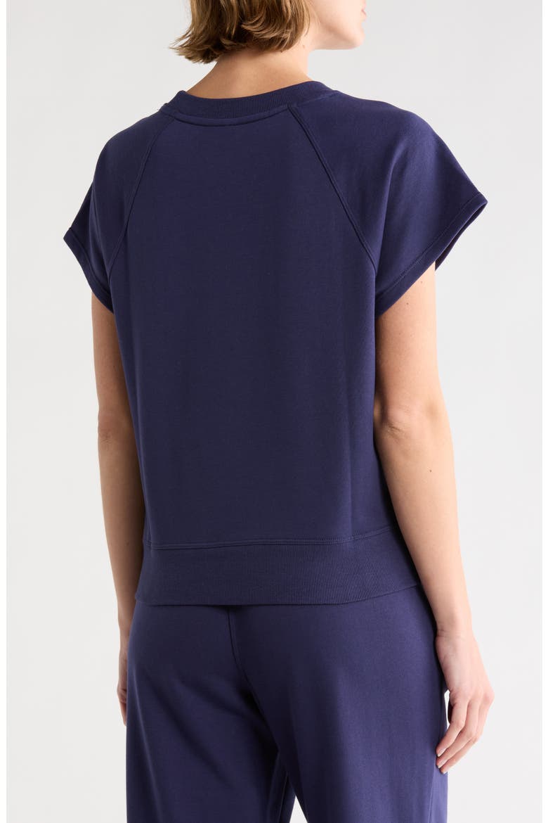 Metallic Logo Cap Sleeve Sweatshirt, Alternate, color, PEACOAT
