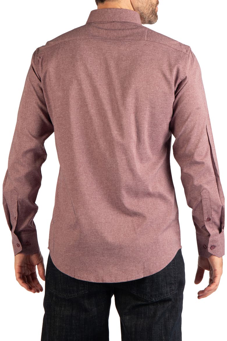 Melange Performance Long Sleeve Stretch Shirt, Alternate, color, WINE