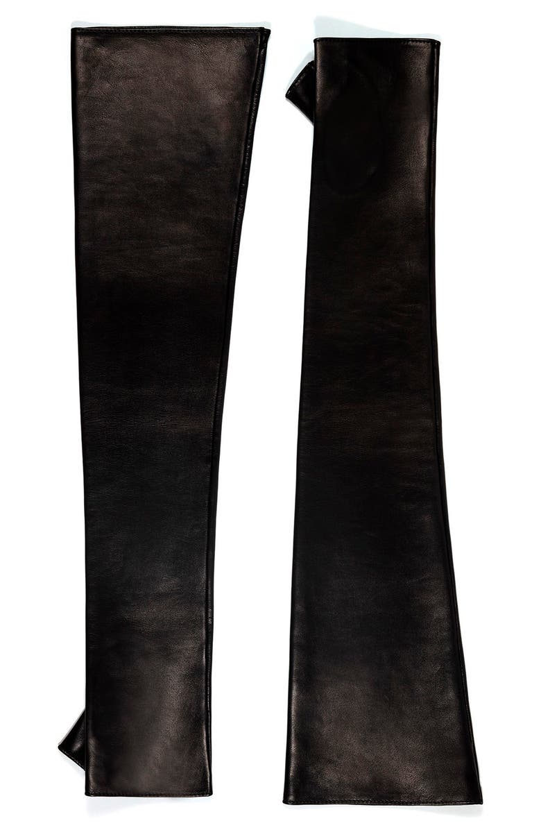 Paula Rowan Fergie Silk Lined Fingerless Leather Gloves, Main, color, 