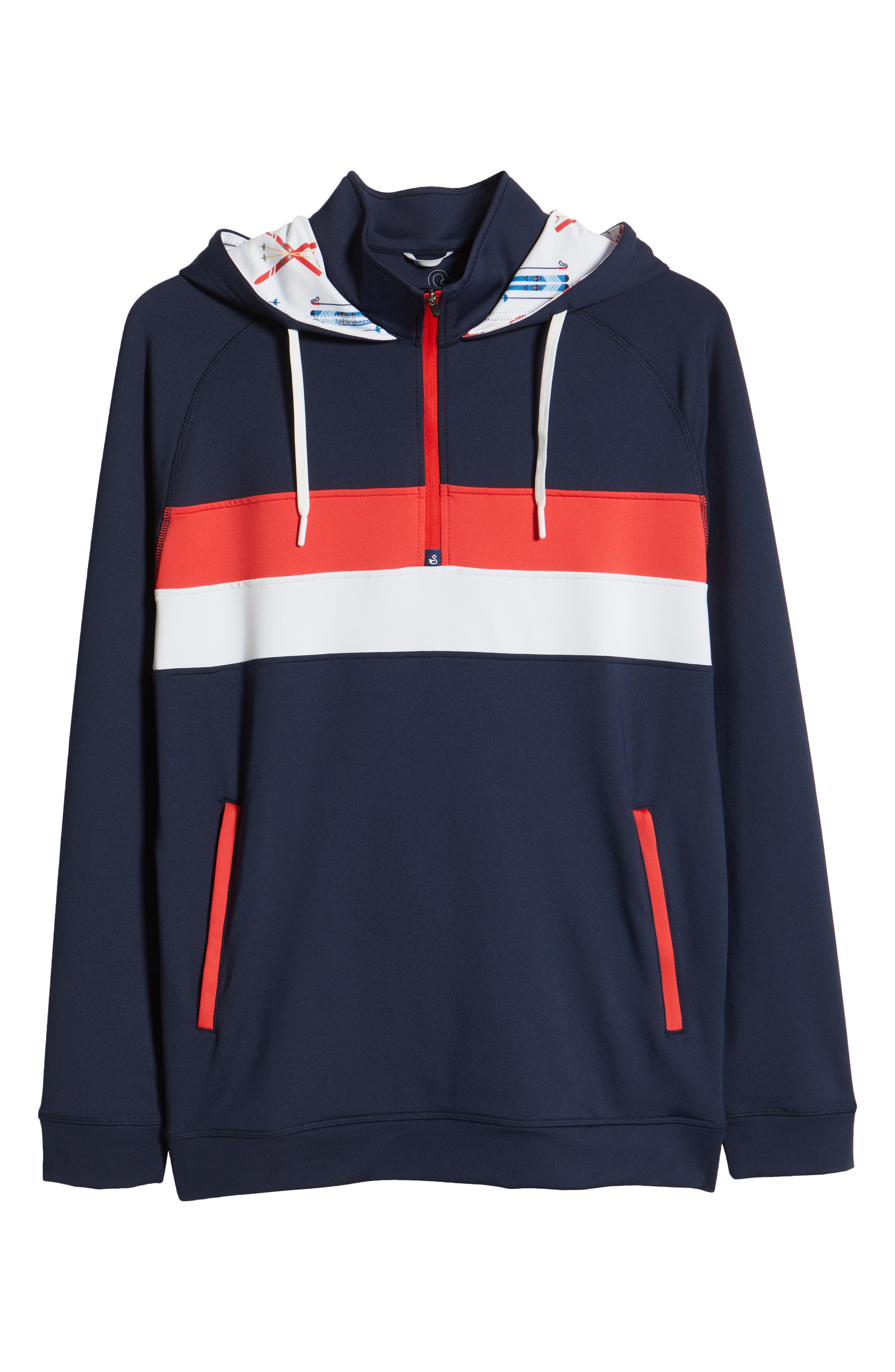 Ski Print Colorblock Half Zip Hoodie