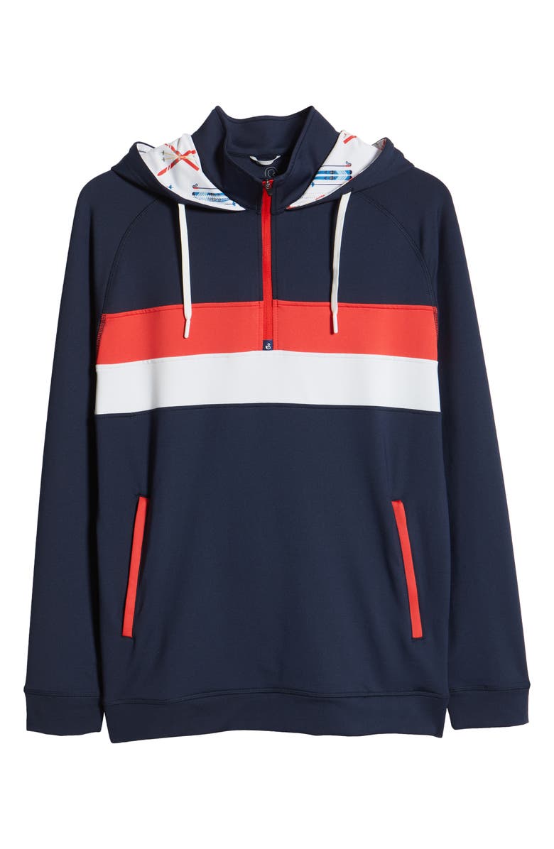 Swannies Ski Print Colorblock Half Zip Hoodie, Alternate, color, Navy