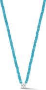 SPHERA MILANO Rhodium Plated Beaded Square Pendant Necklace