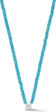SPHERA MILANO Rhodium Plated Beaded Square Pendant Necklace