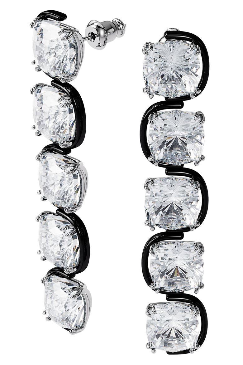 Harmonia Crystal Drop Earrings, Alternate, color, BLACK / CLEAR CRYSTAL