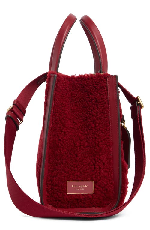 Kate Spade New York Manhattan Cable Stitch Genuine Shearling Tote Bag In Red