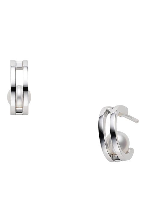 Classic Cultured Pearl Hoop Earrings