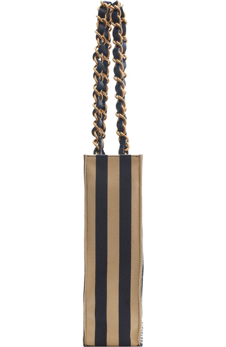 Valentino Garavani Kicky Stripe Nylon & Cotton Tote, Alternate, color, Black/Khaki