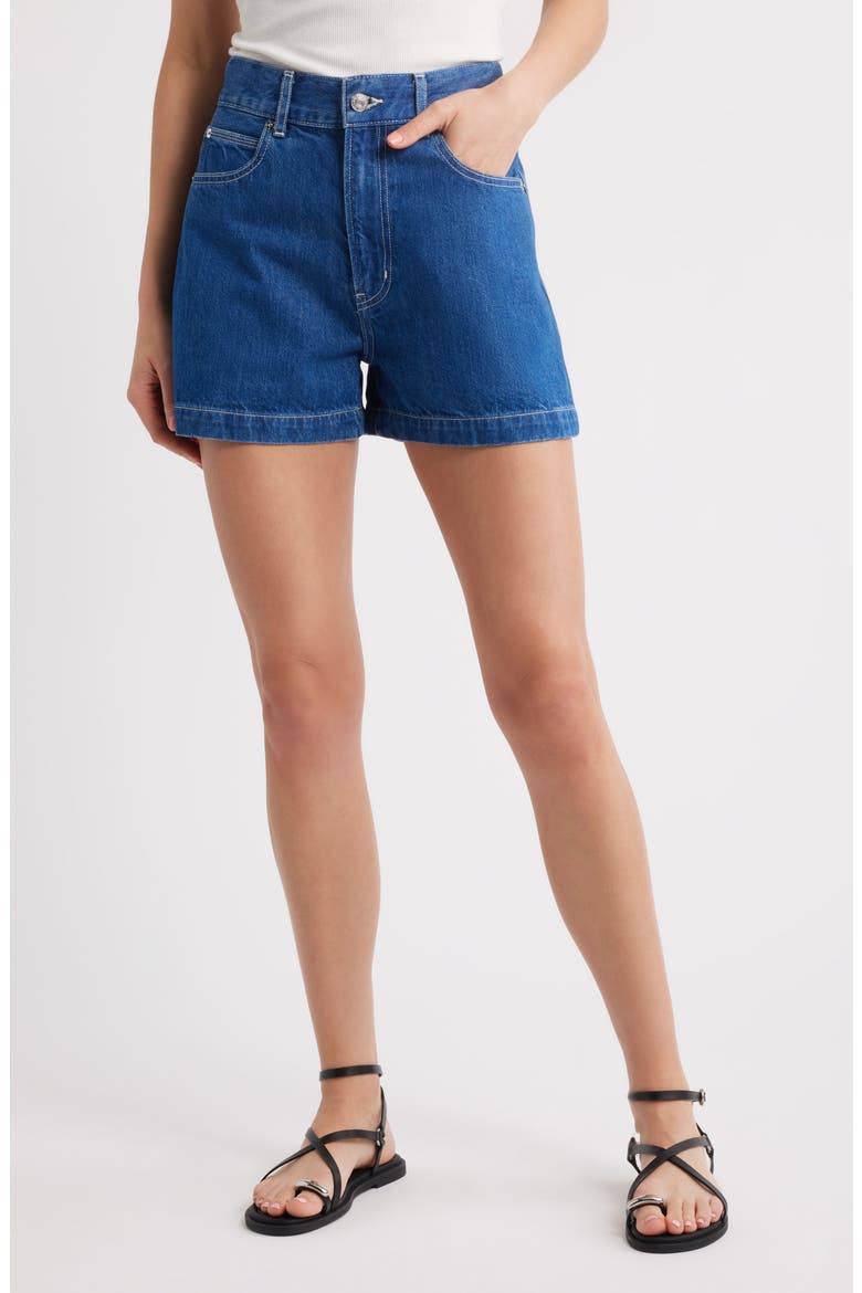 The Charm High Waist Denim Shorts, Main, color, GRAPHIC