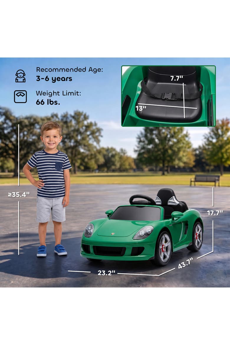 Licensed Porsche Carrera GT Electric Ride On Car, Alternate, color, Green