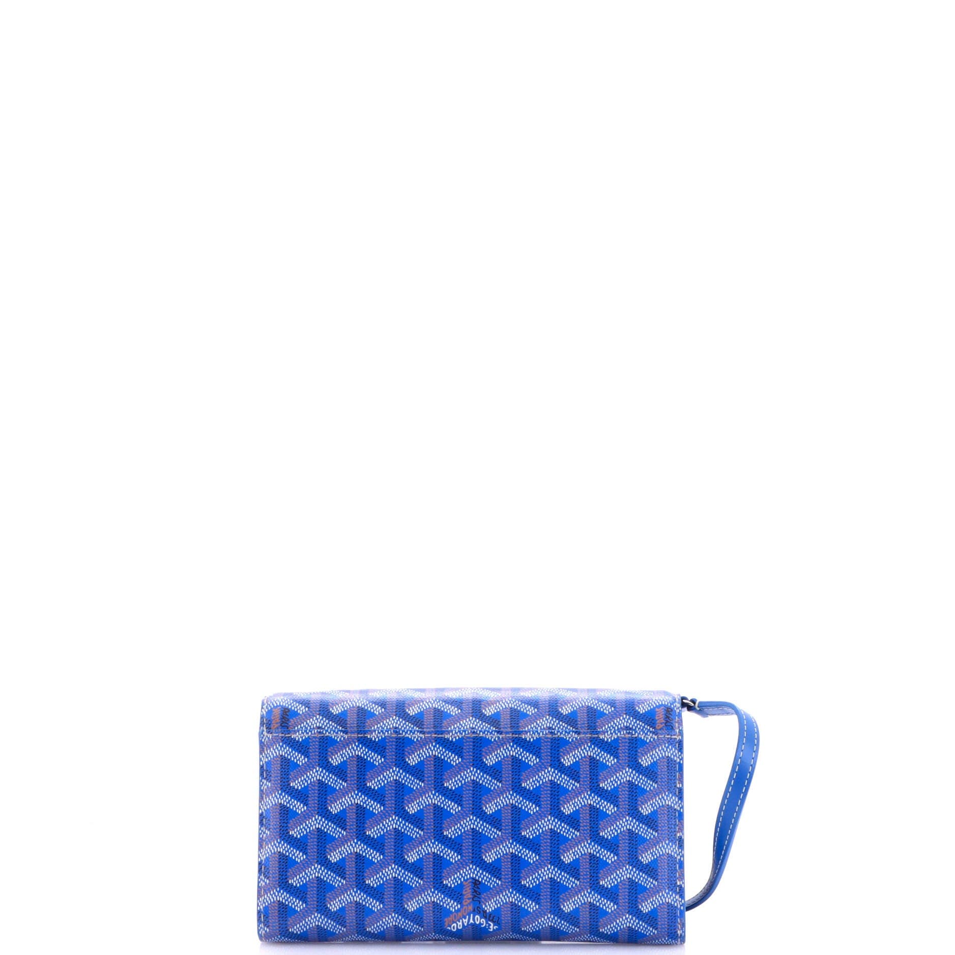 Pre-Owned Goyard Varenne Continental Wallet with Strap Coated Canvas, Alternate, color, Blue