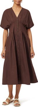 Scotch & Soda Dolman Sleeve Linen Blend Midi Dress