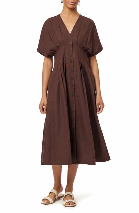 Scotch & Soda Dolman Sleeve Linen Blend Midi Dress
