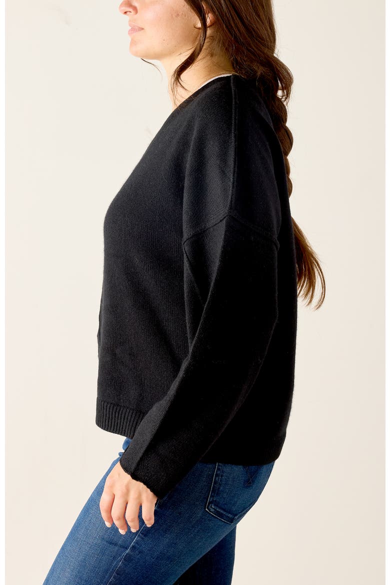 Lugano Cashmere V-Neck Sweater, Alternate, color, Black