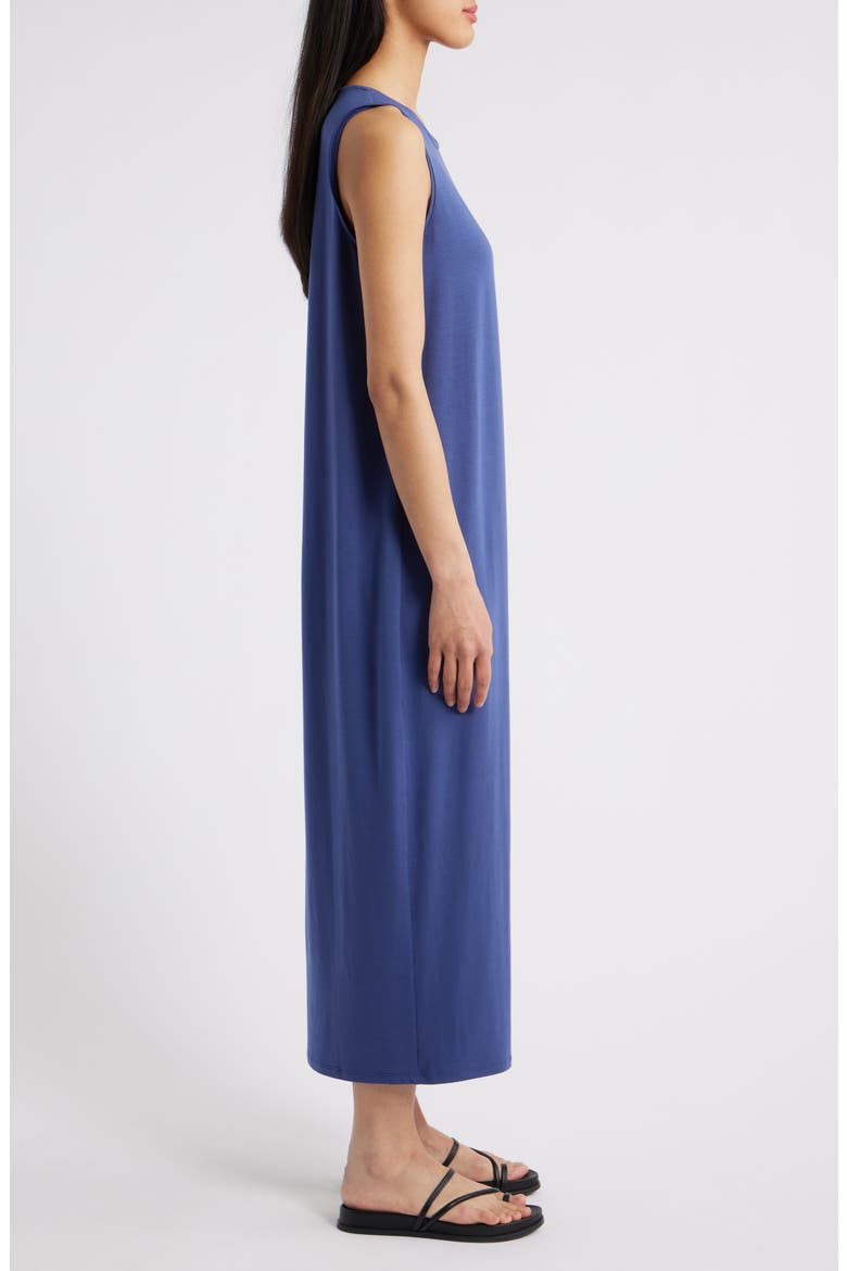 Round Neck Oval Stretch Sleeveless Midi Dress, Alternate, color, BLUETTE