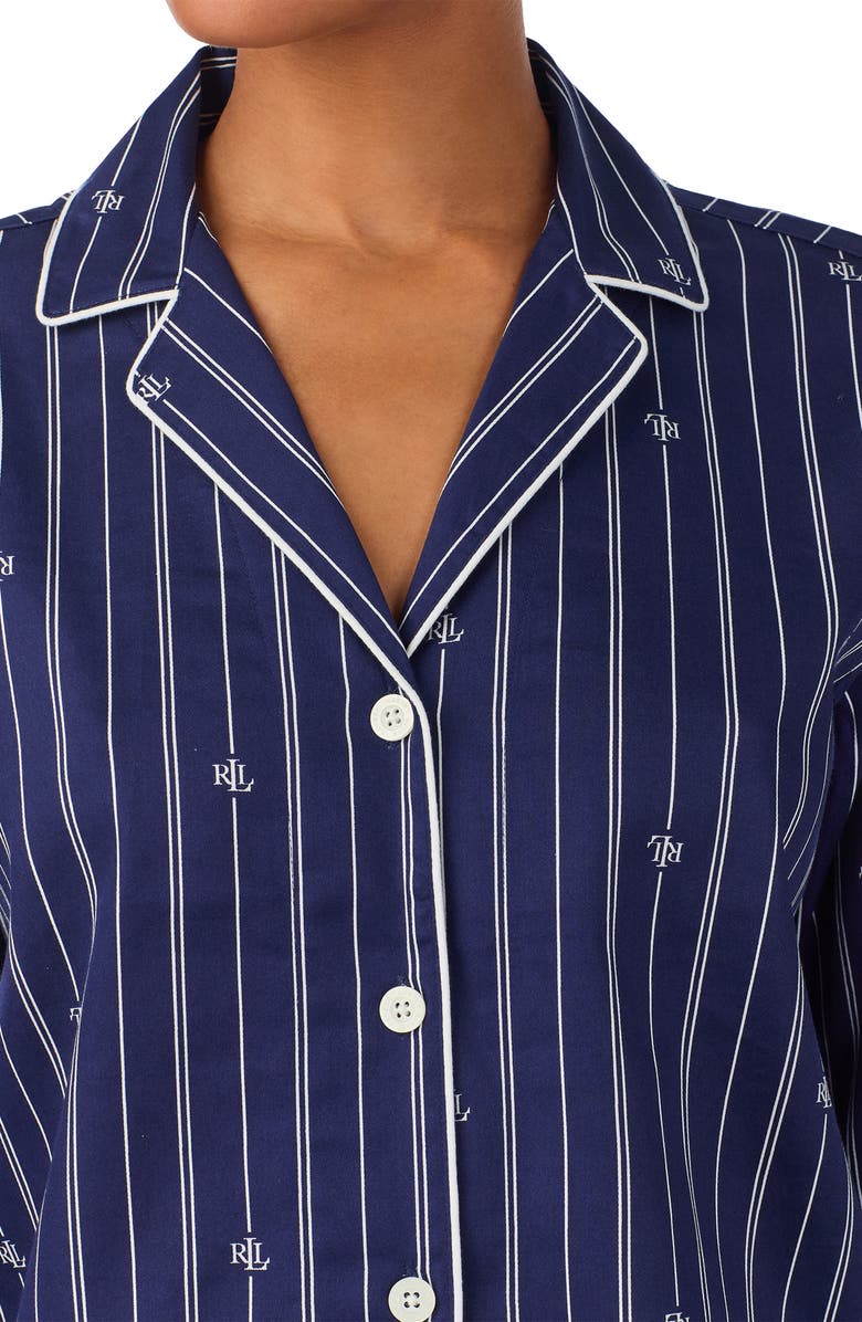 Lauren Ralph Lauren Print Cotton Blend Pajamas, Alternate, color, Navy Print
