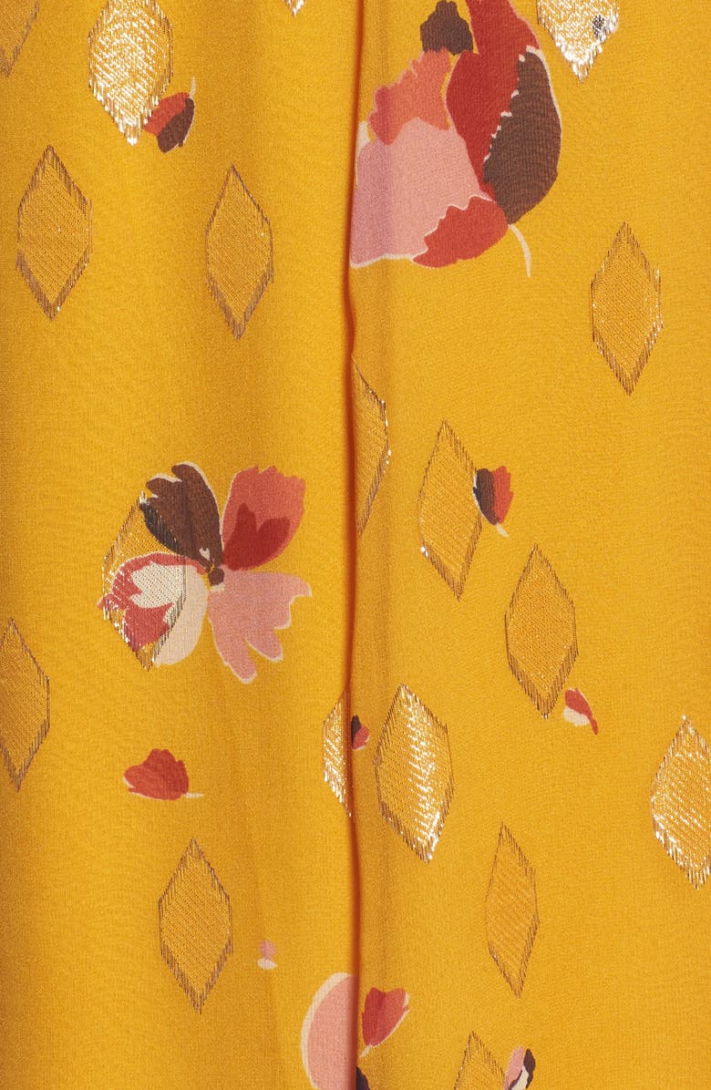 Sézane Arizona Floral & Metallic Silk Blend Skirt, Alternate, color, 