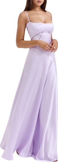 Anabella Lace-Up Satin Gown