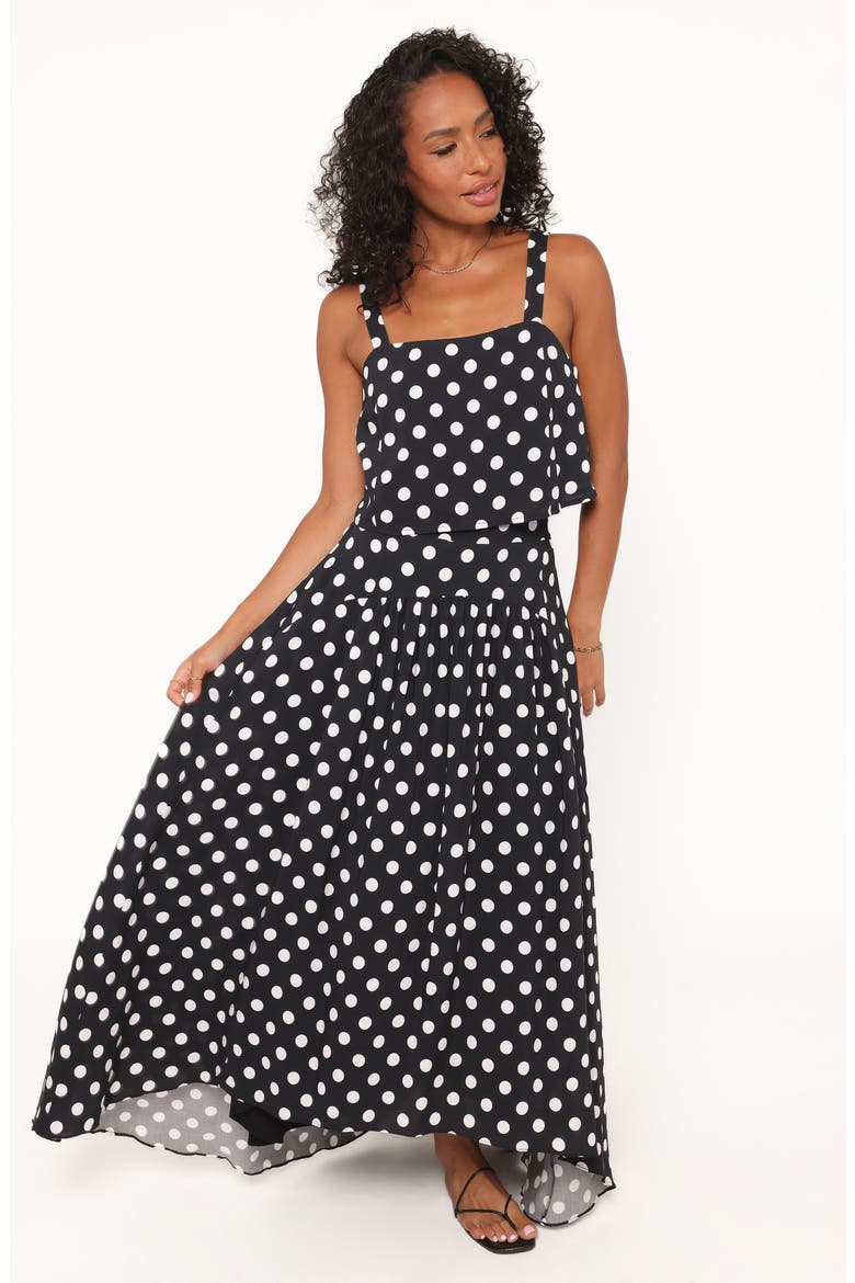 Lula Polka Dot Top & Maxi Skirt Set, Alternate, color, BLACK POLKA DOT