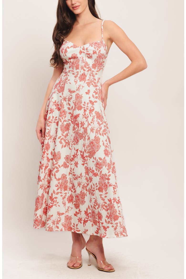 Floral Midi Sundress, Alternate, color, IVORY CORAL