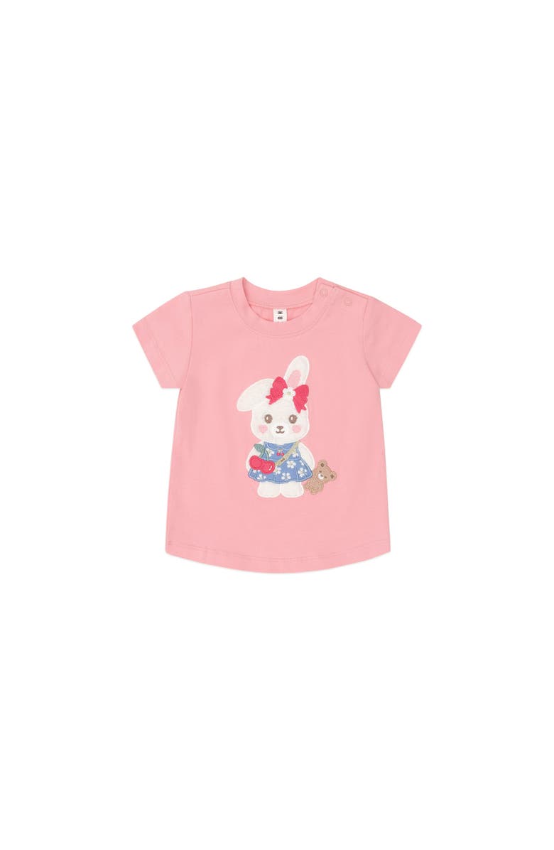 Huxbaby Flower Field Bunny Tee, Main, color, Dusty Pink