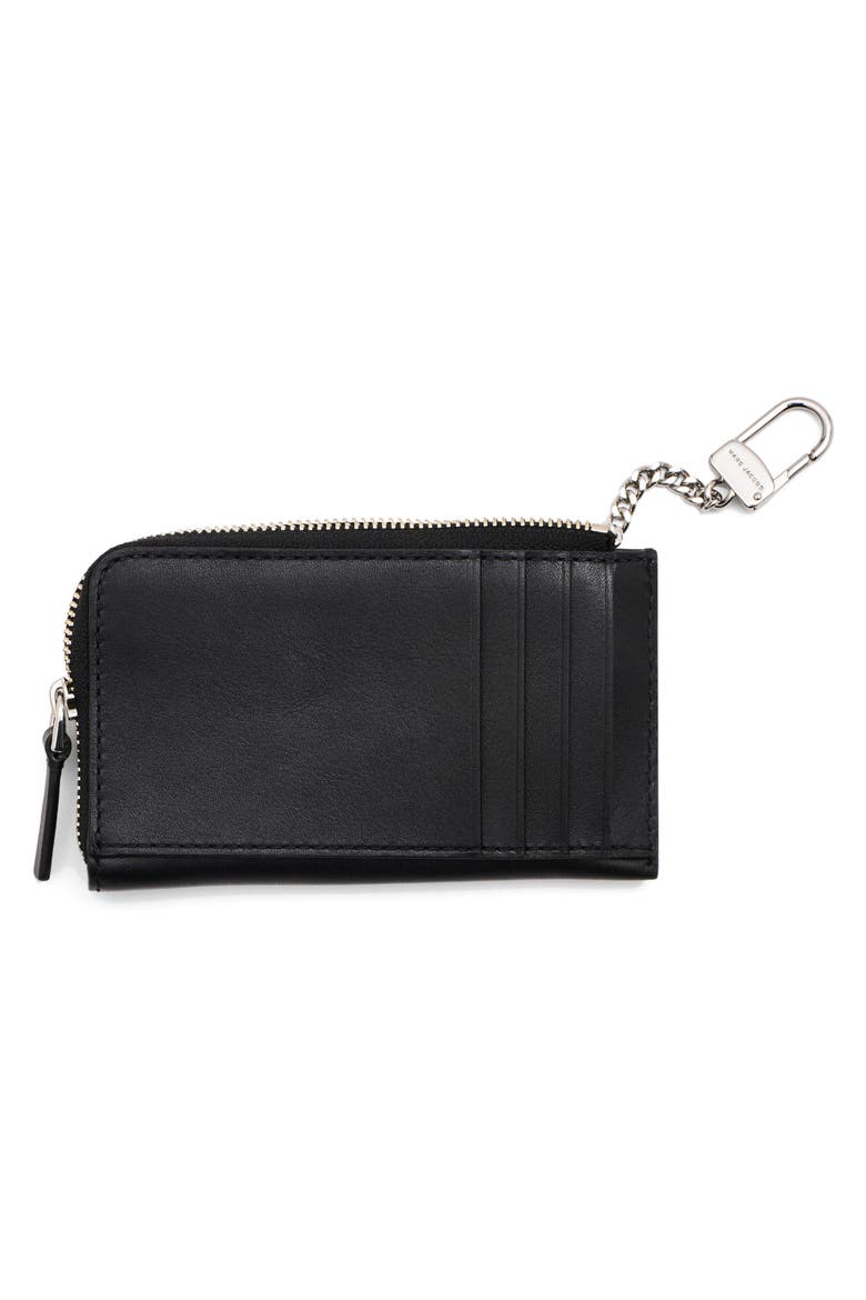 The Top Zip Multi Leather Card Holder, Alternate, color, BLACK