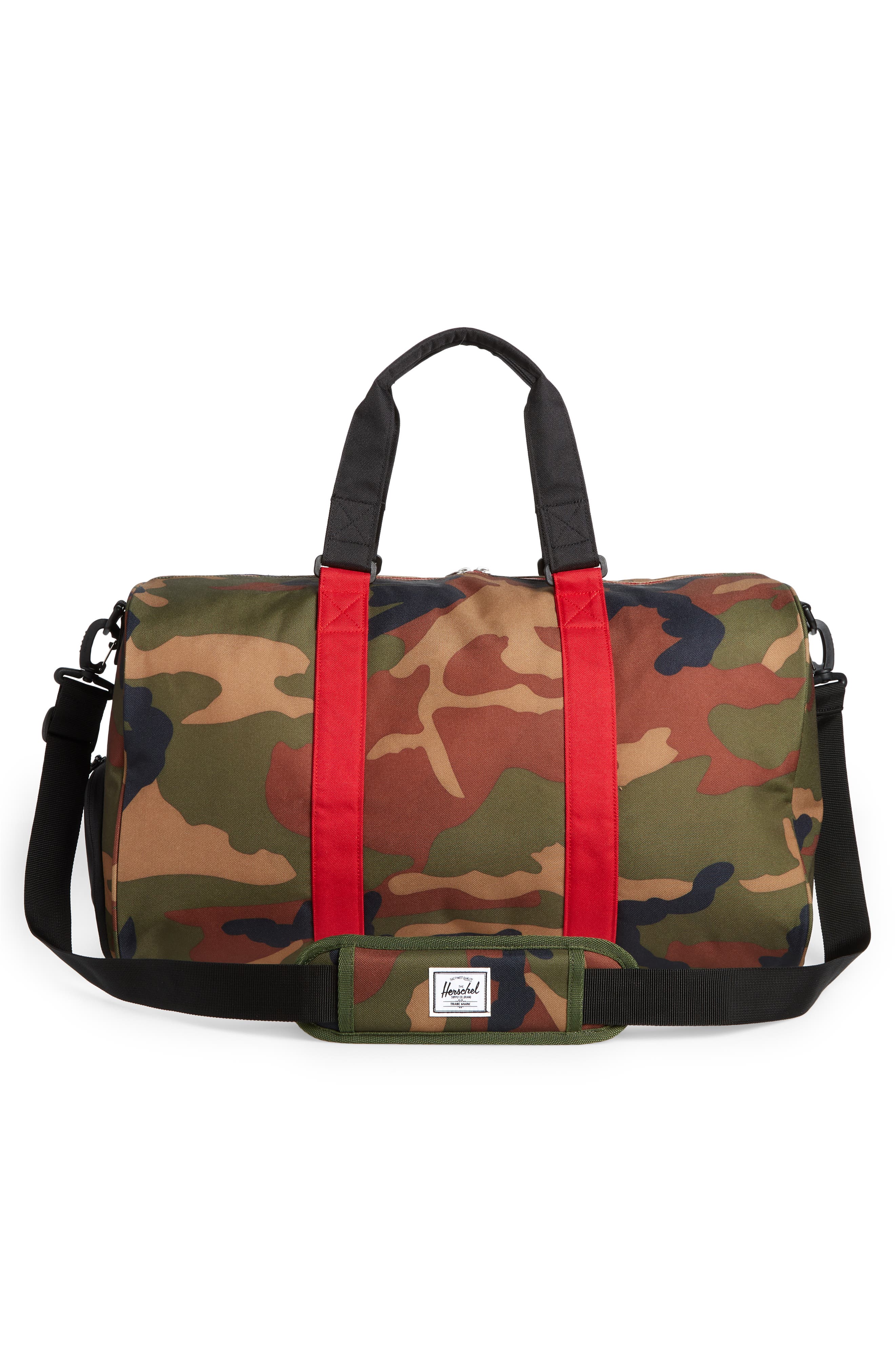 Novel Water Resisant Duffle Bag, Alternate, color, WOODLAND CAMO BLACK