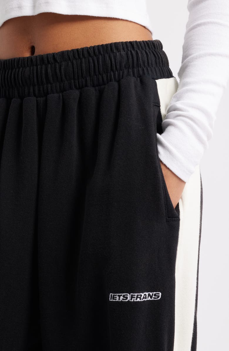 Iets Frans Harri Paneled Baggy Cotton Fleece Sweatpants, Alternate, color, Black