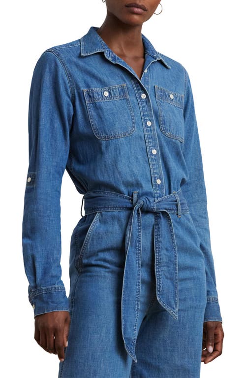 Ralph Lauren Petite Denim Wide-leg Jumpsuit In Opal Wash