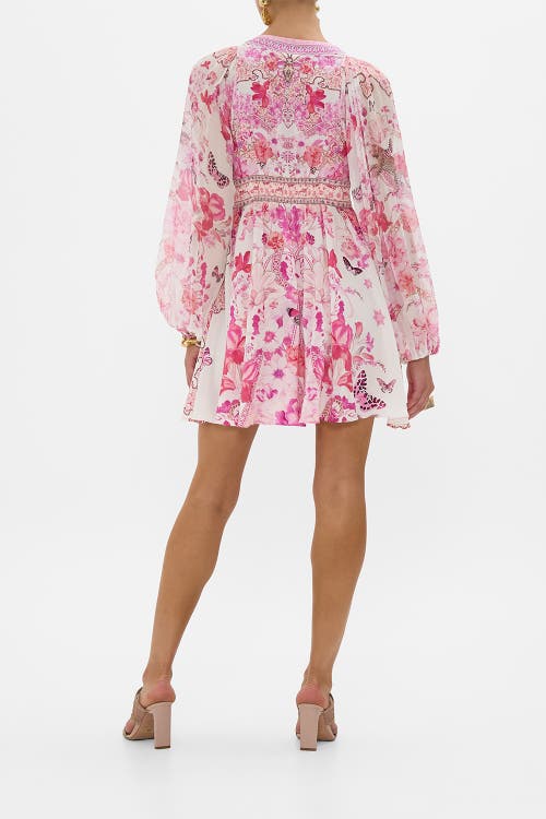 Lace Up Front Short Dress Botanical Novella In Botanical Novella
