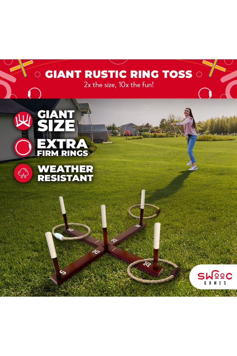 Giant Rustic Ring Toss Outdoor Game, Alternate, color, Brown